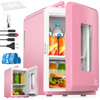 Kesser KESSER® 2in1 Mini Kühlschrank Kühlbox 15 Liter Kühl und Heizfunktion Tragbarer AC DC 220-240V/12V Steckdose und Zigarettenanzünder Warmhaltebox Mini-Thermobox Auto Büros Zimmer Camping Garten