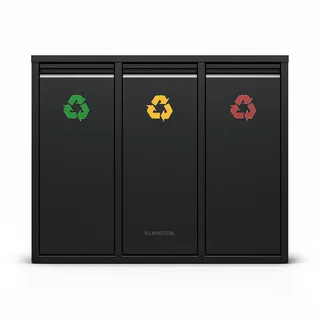 Klarstein Ordnungshüter 3-in-1 Mülleimer 45 Liter 3 Eimer Recycling Wandinstallation Schwarz