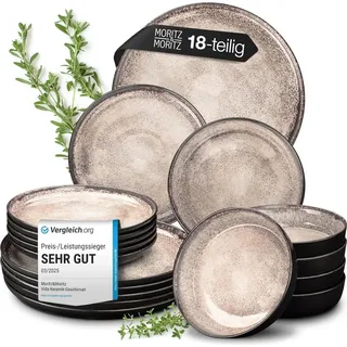 Moritz & Moritz Vida Tafelservice 18-tlg. für 6 Personen beige/schwarz