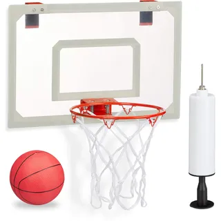 Relaxdays Basketballkorb fürs Zimmer Rot/Weiß 45 cm