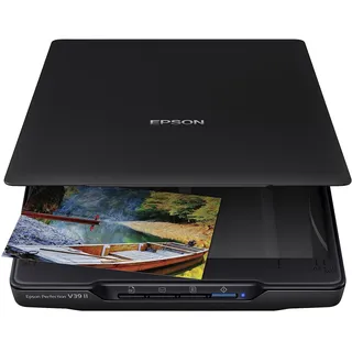 Epson - Perfection V39 II - Farbfoto- und Dokumenten-Flachbettscanner - 4800 DPI optische Auflösung - Hochsitzender, Abnehmbarer Deckel - Scannen in die Cloud - USB-Stromversorgung - Bildscannen -