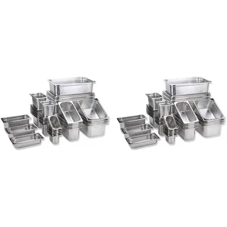 APS 81504 GN 1/9 Behälter, rostfreier Gastronormbehälter Edelstahl, Abmessungen 175 x 105 mm/Höhe 100 mm/Volumen 1,0 Liter (Packung mit 2)