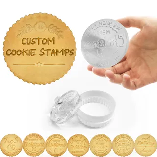 YouBaiVS Personalisierter Keksstempel mit 6 Ausstechformen, individuelle Plätzchenprägung, Stempel, Keksformen, Stempel mit Namen zur Dekoration