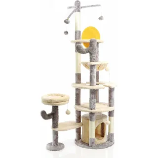 fudajo Katzenkratzbaum Kaktusdesign 172 cm hellgrau