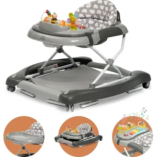 Bronea 4in1 Gehfrei Baby Lauflernwagen Schaukel Lauflernhilfe Babywalker Grau & Grau