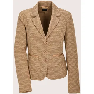 Madeleine Kurzblazer mit Wabenmuster", Damen, Gr. 48, braun (haselnuss), Obermaterial: 65% Polyester PES. 30% Viskose CV. 5% Elasthan EL., Modern, schmal, Blazer, Strukturjersey