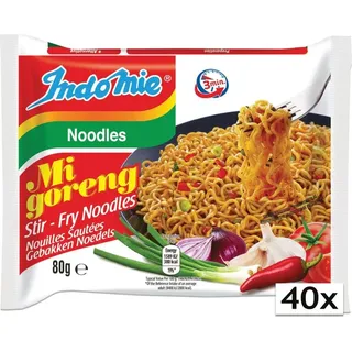 40er-Pack IndoMie Mi Goreng Instant Noodles (40x 80g) Gebratene Nudeln - Stir Fry | Instant Brat-Noodles