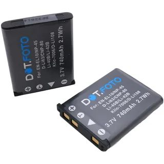 2 x Dot.Foto EN-EL10 Premium 3.7v / 740mAh Akku für Nikon Coolpix S60 S80 S200 S202 S203 S205 S210 S220 S225 S230 S500 S510 S520 S570 S600 S700 S3000 S4000 S5100