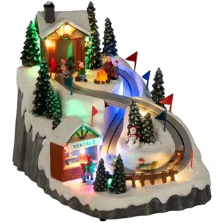 Konstsmide LED-Szenerie Rodelbahn und Weihnachtsmusik batteriebetrieben mit Timer 26 x 36 cm