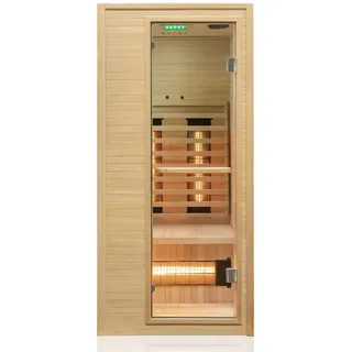 Dewello Infrarotkabine Sauna Calgary 90cm x 90cm 1 Person Vollspektrumstrahler Hemlock Tannenholz