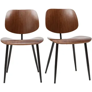 miliboo Stühle Tobias Walnuss schwarz 2er Set