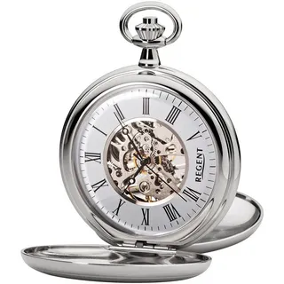 Regent Taschenuhr Regent Taschenuhr für Damen Herren P-36, (Analoguhr), Herren Taschenuhr rund, extra groß (ca. 51mm), Metall verchromt silberfarben