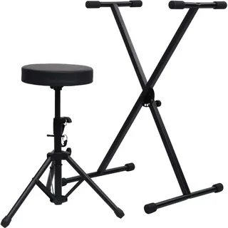 vidaXL Keyboardständer und Hocker Set Schwarz
