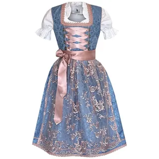 Alpenmärchen Dirndl Kinderdirndl Elaine in Blau - ALM-K1046 gelb 152
