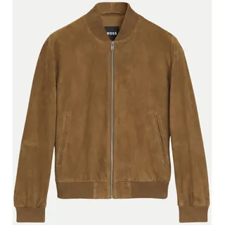 Boss Regular Fit Lederjacke aus echtem Ziegenvelours Modell 'H-MULLER', Beige, 54