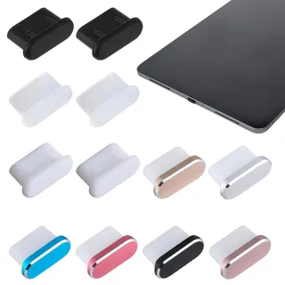 12 Stück USB C Staubschutz Handy USB-C Schutz Staubstecker Set Type C Schutzkappe Ladeanschluss Abdeckung für Smartphone Tablet und Andere mit USB Typ-C geräte(6 Alumainium + 6 Silikon)
