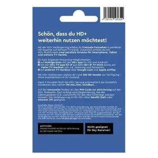 HD+ Verlängerung für 3 Monate HD+ inkl. HD+ MultiScreen Fernsehen auf mehreren Geräten