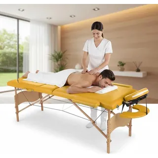 MuCoLa 3 Zonen mobile Massageliege Inkl.tasche Liege Massagebank klappbar Gelb