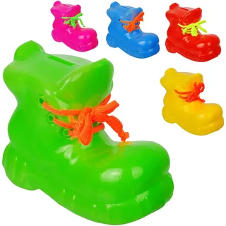 alles-meine.de GmbH große 3D Effekt XL - Spardose - Schuh/Wanderschuh - Bunte Farben - 18 cm groß - stabile Sparbüchse aus Kunststoff/Plastik - Sparschwein - Glücksbringer ..