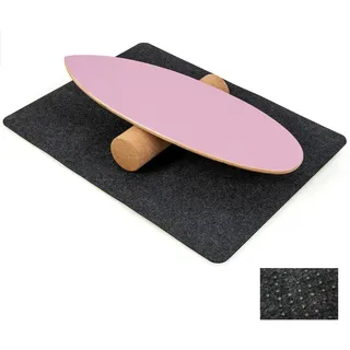 COSTWAY Balance Board aus Holz, Balancebrett, Balance Trainer Trickboard für zuhause, inkl. Korkrolle, Balance-board aus 8 hochwertigen Holzschichten gepresst (Rosa)