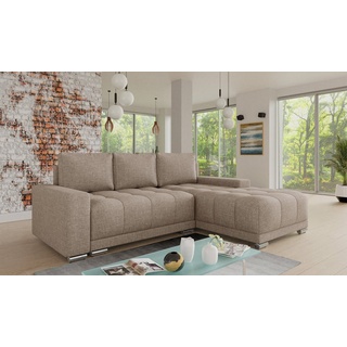 Sofnet Ecksofa Pavo, mit Schlaffunktion und Bettkasten, L-Form Couch, Polstersofa, Schlafsofa mit Bonell-Federkern beige