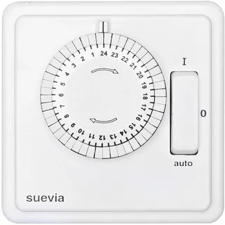 SUEVIA SU280447 Unterputz-Zeitschaltuhr analog Tagesprogramm 1200 W IP20 EIN/AUTO/AUS-Programm