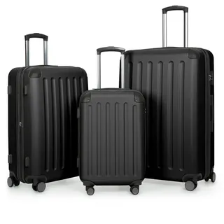 Hauptstadtkoffer Hartschalen-Trolley Spree, 4 Rollen, Kofferset 3tlg Hartschalenkoffer, Erweiterung, ABS, TSA schwarz