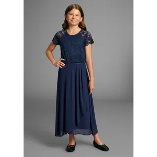 Kidsworld Jerseykleid "Festliches Kleid mit Spitze", Mädchen, Gr. 104/110, N-Gr, marine, Jersey, Obermaterial: 90% Polyamid, 10% Elasthan. Futter: 100% Polyester.