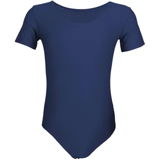Aquarti Mädchen Kurzarm Ballettanzug Einfarbig, Farbe: Dunkelblau, Größe: 146 - 146