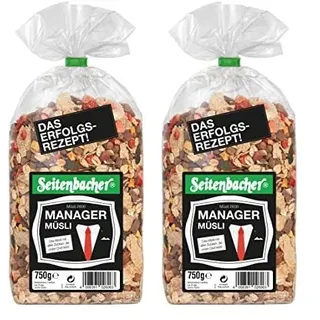 Seitenbacher Manager Müsli I Erdbeeren I Schokolade I Vollkorn I Das Erfolgsrezept I (1 x 750 g) (Packung mit 2)