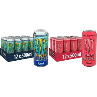 Monster Energy Juiced Aussie Style Lemonade & Pipeline Punsch - koffeinhaltiger Energy Drink mit erfrischendem Punsch-Geschmack aus Maracuja, Orange und Guave - in praktischen Einweg Dosen
