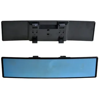 Auto Rückspiegel Weitwinkel Blau Glas Blendschutz Innenspiegel Large Vision 280mm Gebogener Spiegel (Schwarz)