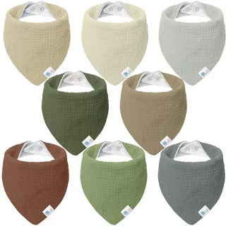 lulumoon Sabberlätzchen Baby Musselin Dreieckstuch Baby für Junge und Mädchen (8 Stück, Wald)