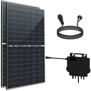 EPP.Solar Balkonkraftwerk 880W Balkonkraftwerk 800W komplett Steckdose - Balkonkraftwerk, 880,00 W, Bifazial-Zellen, (800 Watt upgradebarer Growatt NEO Wechselrichter 600W/800W), 2x440W Bifaziale Glas/Glas Solarmodule im Solaranlage Komplettset schwarz