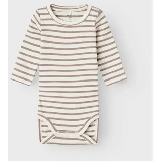 NAME IT "NBNBANI LS BODY NOOS", Jungen, Gr. 50, N-Gr, rosa (deauville mauve), Jersey, Obermaterial: 57% Baumwolle, 38% Modal, 5% Elasthan, geringelt, gestreift, regular fit, Rundhals, Bodys Langarmbody