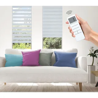 Elektrisches Rollo Aline - SMART HOME, Good Life, Lichtschutz, ohne Bohren, Klemmfix, mit Fernbedienung grau 80 cm x 150 cm