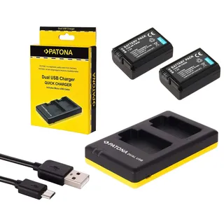 Sony Alpha 6000 6300 6500 Zubehör Set mit 2 Ersatzakkus und USB Dual Ladegerät kompatibel mit Sony Akku NP-FW50