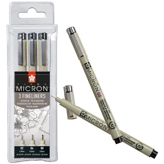 Sakura Fineliner PIGMA MICRON, 3er Etui, schwarz
