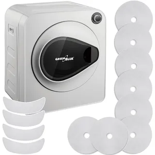 GreenBlue Elektrischer Wäschetrockner Ablufttrockner 830W / bis 3kg / Trockner für Kleidung | Freistehend oder Wandmontage Fünf Trocknungsprogramme (Wäschetrockner + 4x Filtersets)