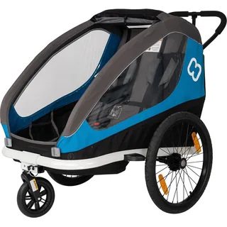 Kinderanhänger inkl. Fahrraddeichsel und Buggyrad blue/grey 2021