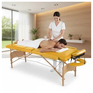MuCoLa 3 Zonen Mobile Massageliege Inkl.tasche Liege Massagebank klappbar Gelb