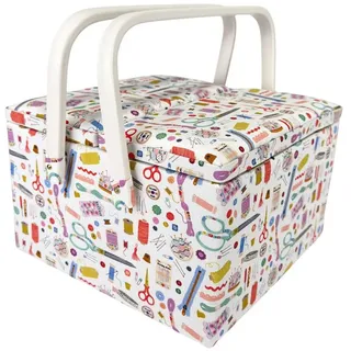 Hobby Gift Nähkorb - Nähkästchen mit Doppelklappe Aufbewahrungsbox bunt