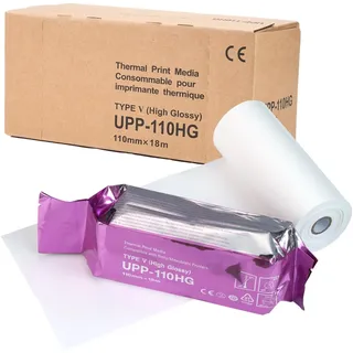 10 Rollen (110 mm x 18 m) UPP-110HG Ultraschallpapier, hochglänzende Ultraschallfolie, Thermodruckunterlage für Schwarz-Weiß-Drucker, kompatibel mit Sony