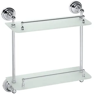 Brillantbad BETRO CHROM Glasregal Messing Glas Chrom 400x420x120 mm für Bad & Küche >> zum Bohren