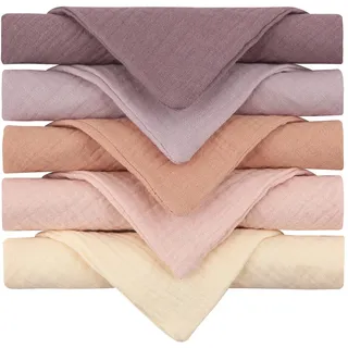 Mulltücher Baby 5er Set, Spucktücher Baby Aus 100% Baumwolle, 23x23cm - Musselin Tücher Ideal Als Mullwindeln Und Spucktücher Für Baby, Für Jungen Und Mädchen