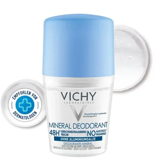 VICHY Deo Stick, Für empfindliche Haut, Ohne Aluminium, Für Frauen und Männer, Hemmt die Schweiß- und Geruchsbildung, Mit Panthenol und Zinkglukonat, Ohne Alkohol, Dermo-Tolerance, 3x40 ml