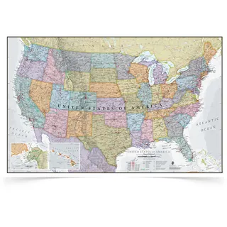 Klassische USA-Karte - Laminierte Vorderseite - 91.4 x 61 cm - Maps International