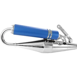 Area1 Tecnigas Next-R chrom/blau Tuning Sport Auspuff kompatibel mit Speedfight Ice Blade 50, Speedfight Pure 50, Speedfight Darkside 50 (2-Takt)