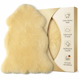 LANABEST LANAMED Lammfell 110cm. Merino Schaffell Premium-Qualität. chromfrei medizinisch gegerbt, waschbar. Sehr gut als Baby Lammfell, Sitzfell, Bettauflage