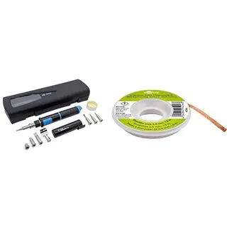 ERSA Gaslötset Independent 130 Profi-Set 130W 0G13400141 & goobay Fixpoint Entlötlitze 2mm zur Entfernung von Lötzinn An Lötstellen 1,5M, 1 Stück, 45246